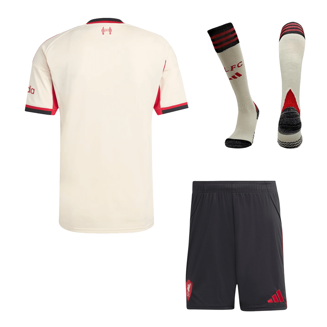 Men's Liverpool 2025/26 Away Soccer Jersey Full Kit