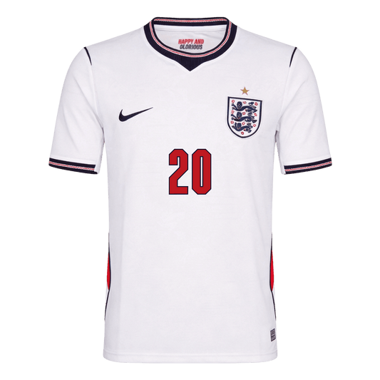 PALMER #20 Men's England World Cup 2026 Home Soccer Jersey