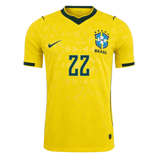 JOÃO PEDRO #22 Men's Brazil World Cup 2026 Player Version Home Soccer Jersey - Slim Fit