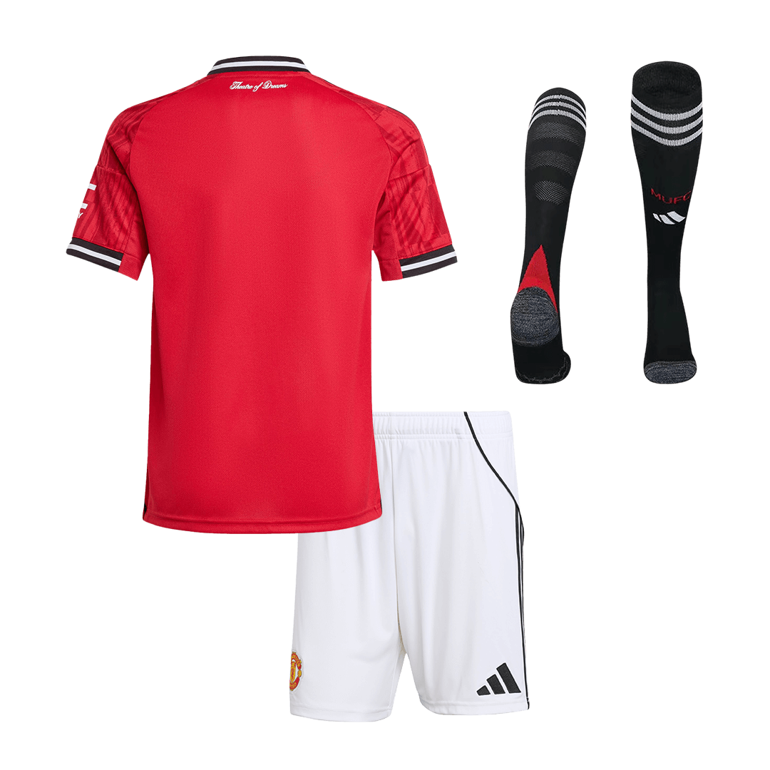 Kid's Manchester United 2025/26 Home Soccer Jersey Full Kit
