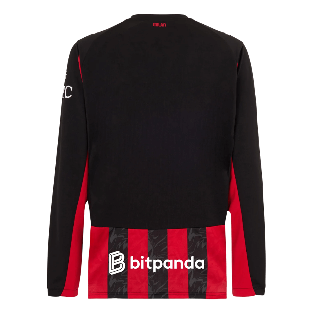 Men's AC Milan 2025/26 Home Long Sleeve Soccer Jersey