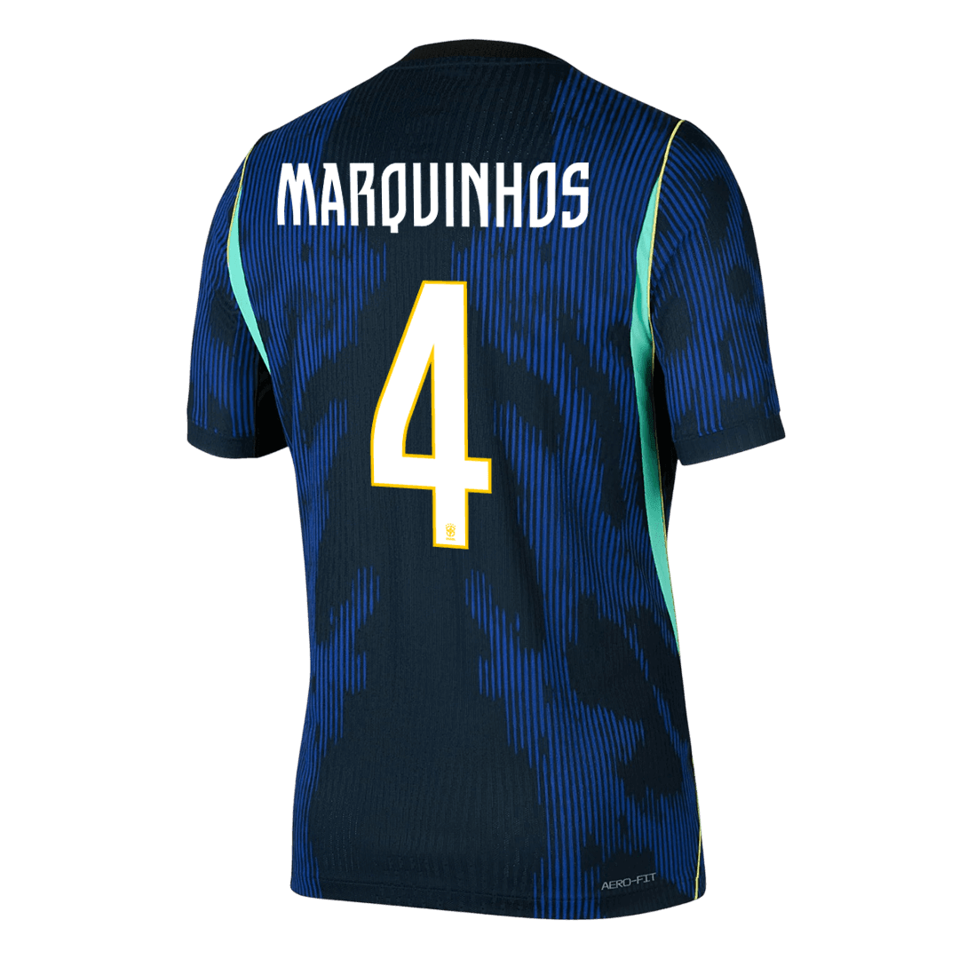 MARQUINHOS #4 Men's Brazil World Cup 2026 Player Version Away Soccer Jersey - Slim Fit