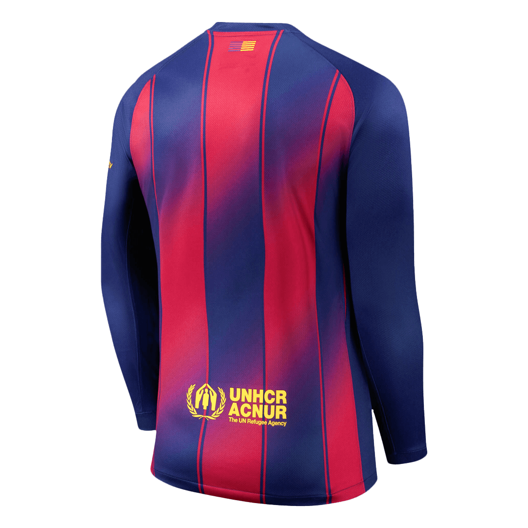 Men's Barcelona 2025/26 Home Long Sleeve Soccer Jersey