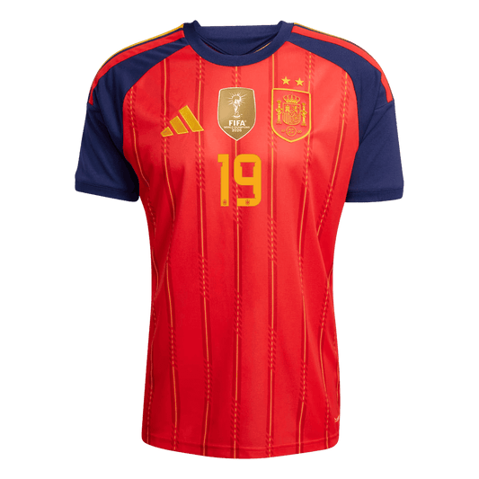 LAMINE YAMAL #19 Men's Spain World Cup 2026 Player Version Champion Edition Home Soccer Jersey - Slim Fit