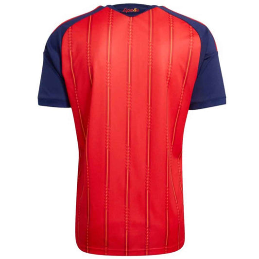 Men's Spain 2026 Premium Final Match home soccer jersey back in red and navy