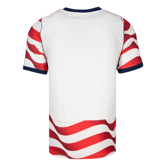 Men's USA World Cup 2026 Premium home soccer jersey back with a white upper panel and red wave hem