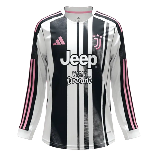 Men's Juventus 2025/26 Home Long Sleeve Soccer Jersey