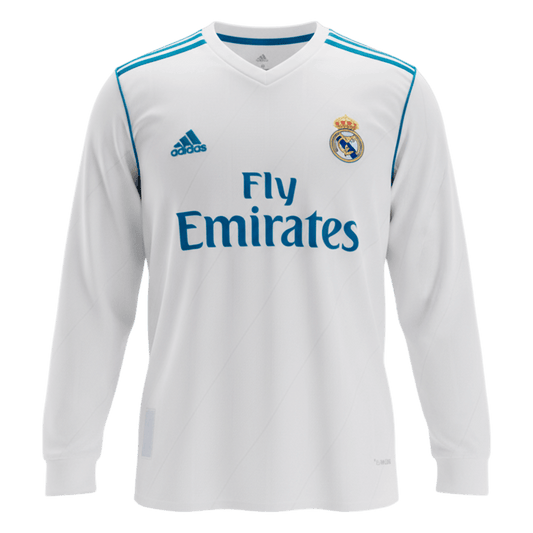 Retro Men's Real Madrid 2017/18 Home Long Sleeve Soccer Jersey primary product view