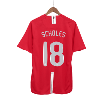 Retro SCHOLES #18 Men's Manchester United UCL Final 2007/08 Home Soccer Jersey