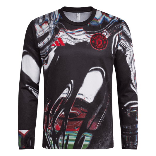 Men's Manchester United 2025/26 Pre-Match Long Sleeve Soccer Jersey