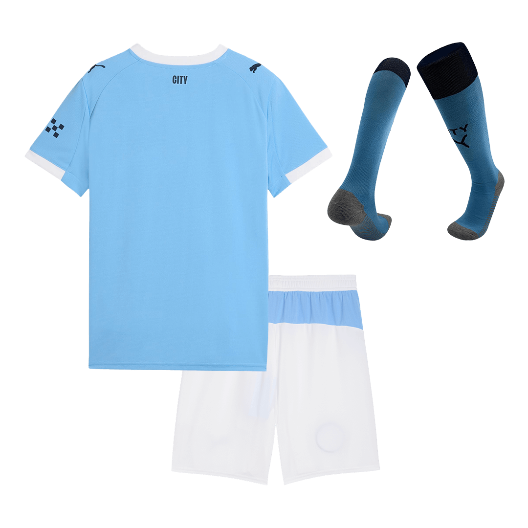Kid's Manchester City 2025/26 Home Soccer Jersey Full Kit