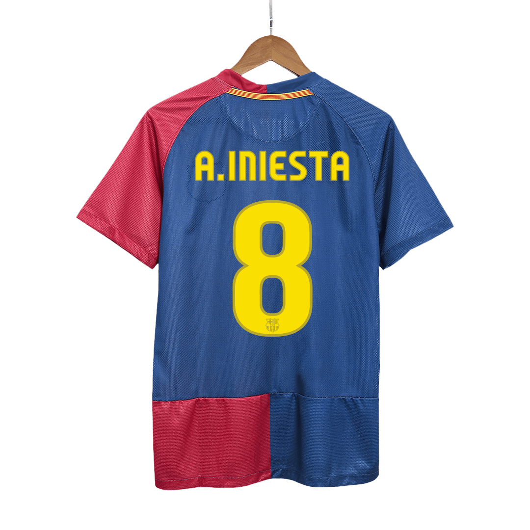 Retro A.INIESTA #8 Men's Barcelona UCL UCL Final 2008/09 Home Soccer Jersey