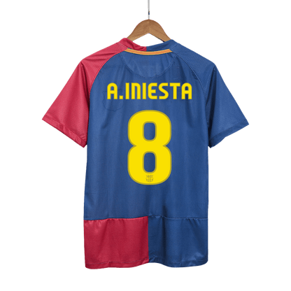 Retro A.INIESTA #8 Men's Barcelona UCL UCL Final 2008/09 Home Soccer Jersey