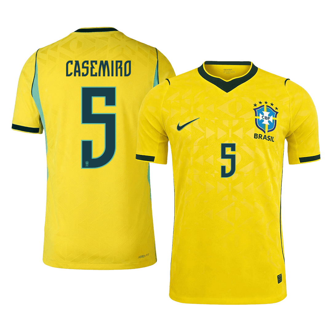 CASEMIRO #5 Men's Brazil World Cup 2026 Player Version Home Soccer Jersey - Slim Fit