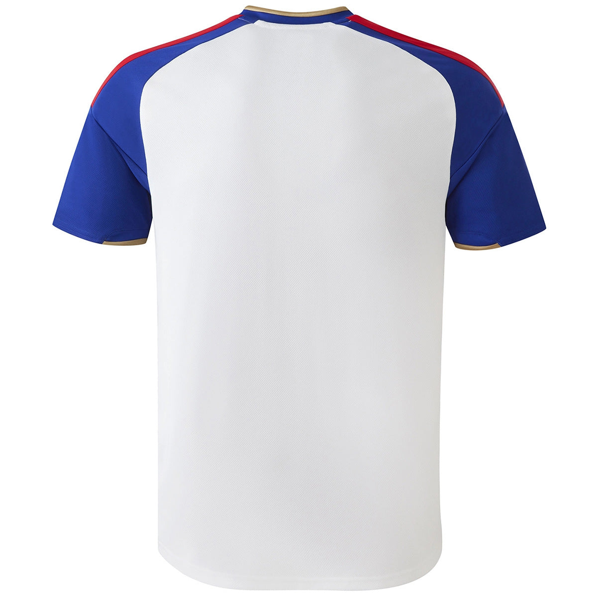 Olympique Lyonnais 2026/27 home soccer jersey back view with blue sleeves