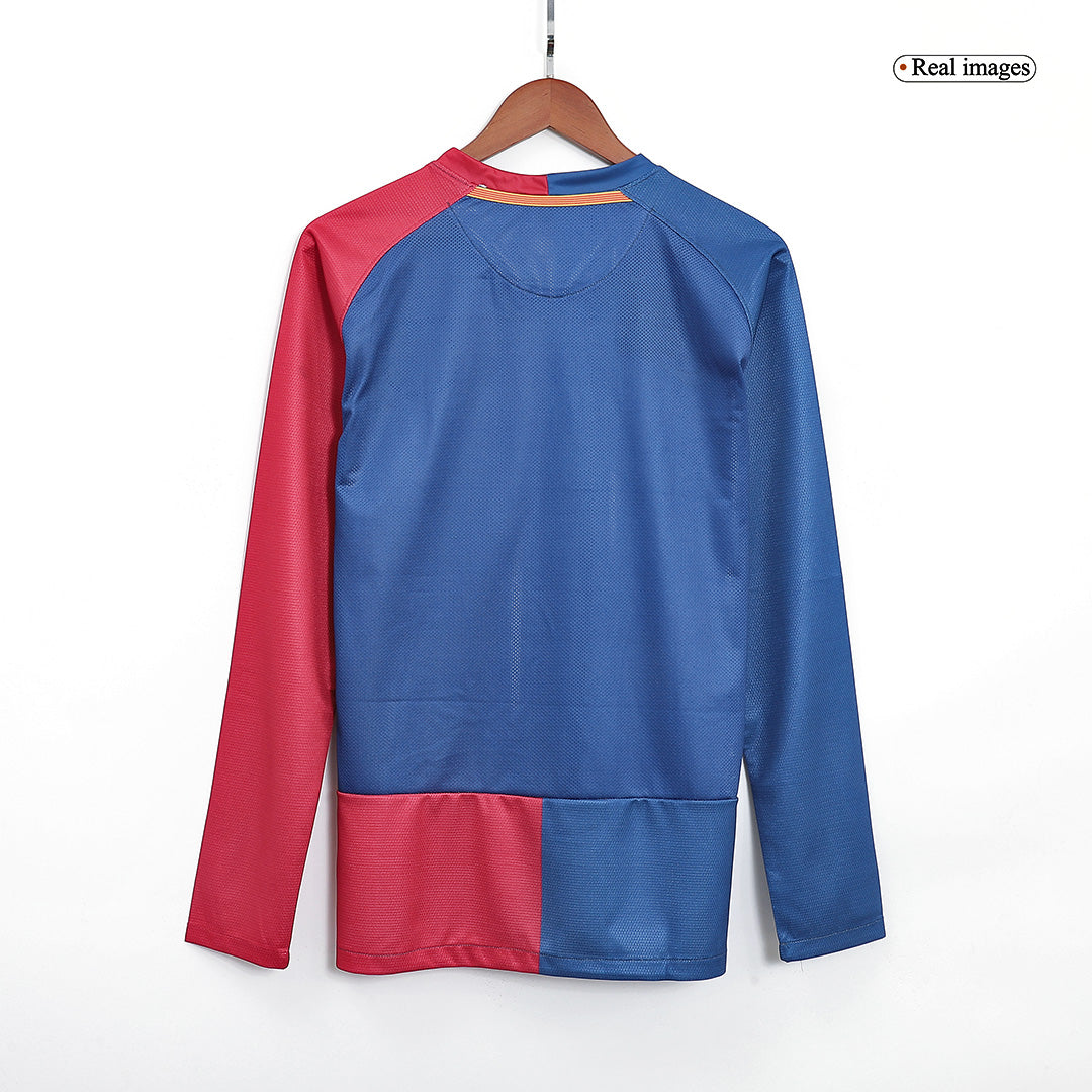 Retro Men's Barcelona UCL UCL Final 2008/09 Home Long Sleeve Soccer Jersey