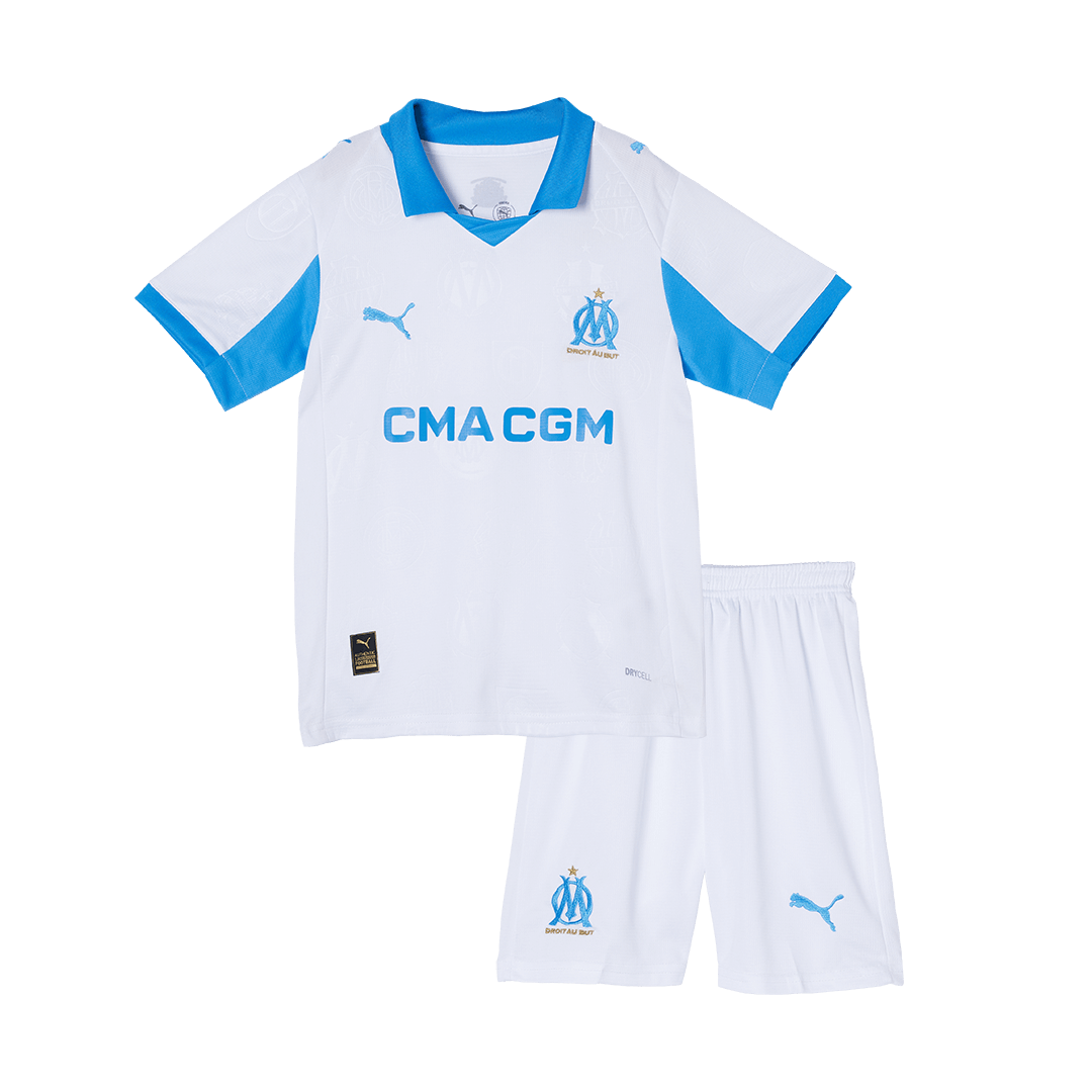 Kid's Marseille 2025/26 Home Soccer Jersey Kit