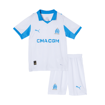 Kid's Marseille 2025/26 Home Soccer Jersey Kit
