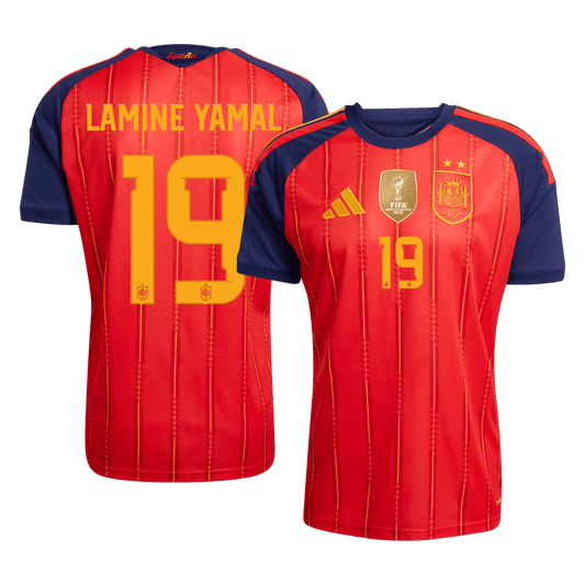 LAMINE YAMAL #19 Men's Spain World Cup 2026 Player Version Champion Edition Home Soccer Jersey - Slim Fit