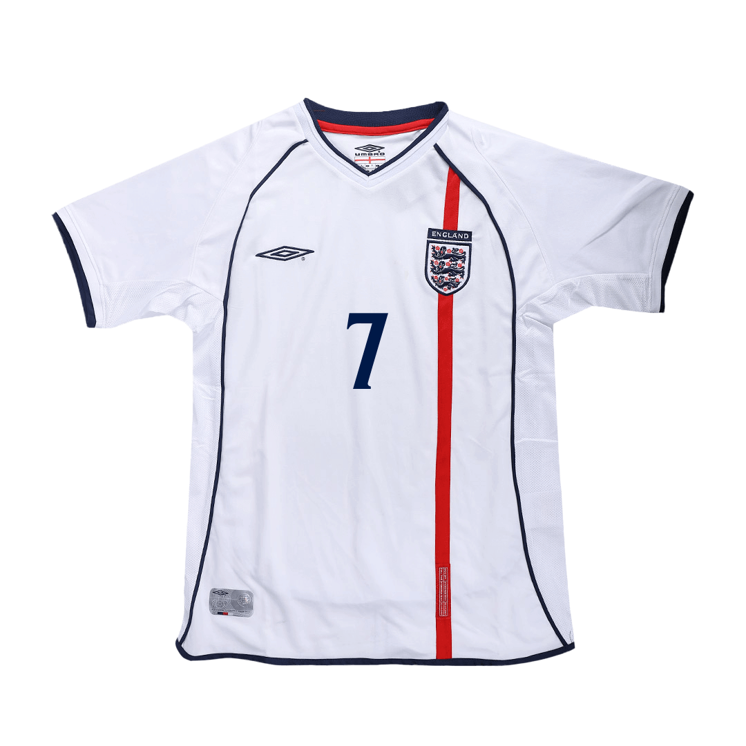 Retro BECKHAM #7 Men's England 2002 Home Soccer Jersey