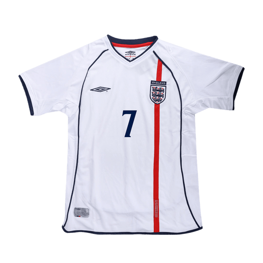 Retro BECKHAM #7 Men's England 2002 Home Soccer Jersey