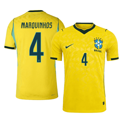 MARQUINHOS #4 Men's Brazil World Cup 2026 Player Version Home Soccer Jersey - Slim Fit