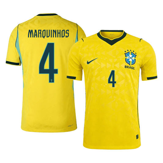 MARQUINHOS #4 Men's Brazil World Cup 2026 Player Version Home Soccer Jersey - Slim Fit