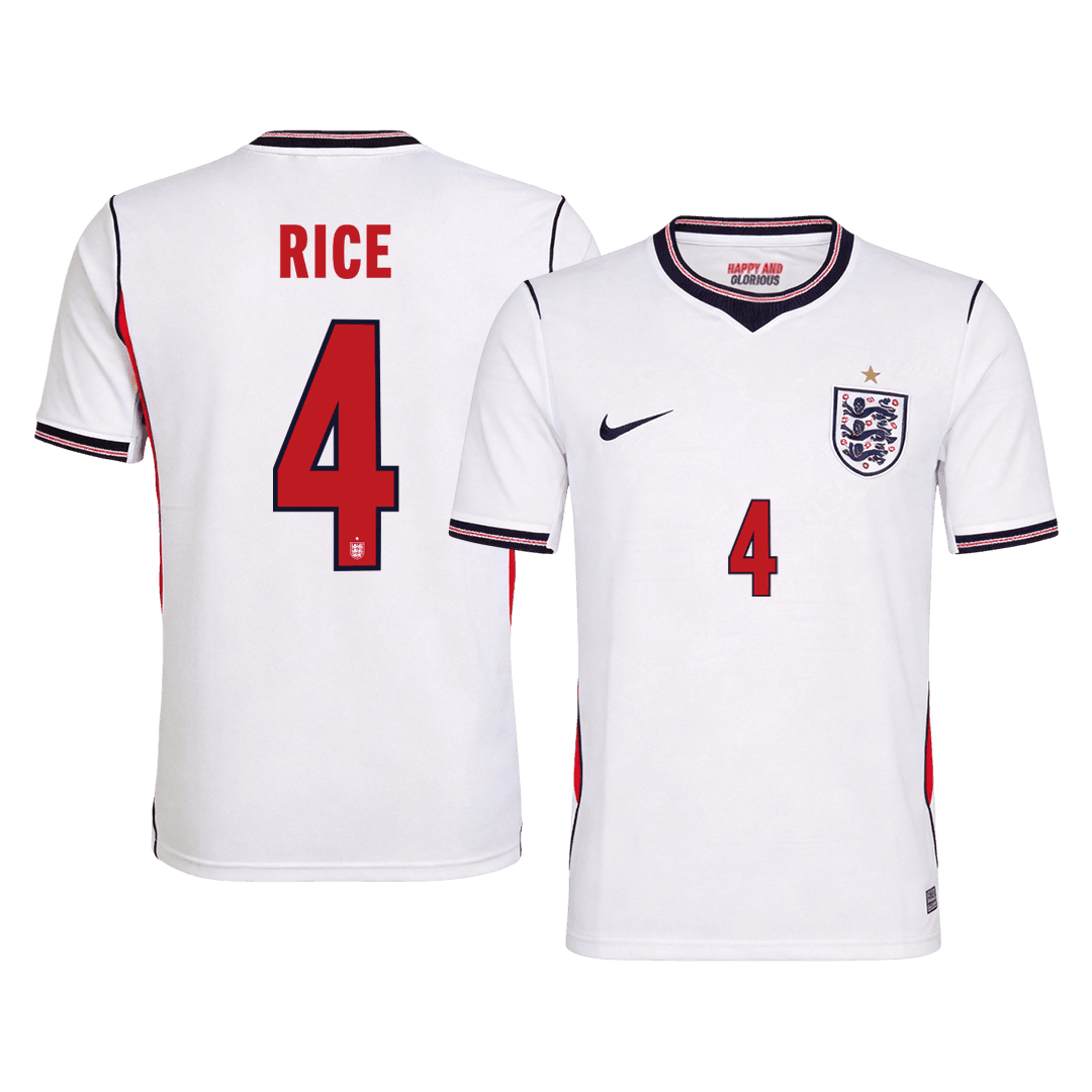 RICE #4 Men's England World Cup 2026 Home Soccer Jersey
