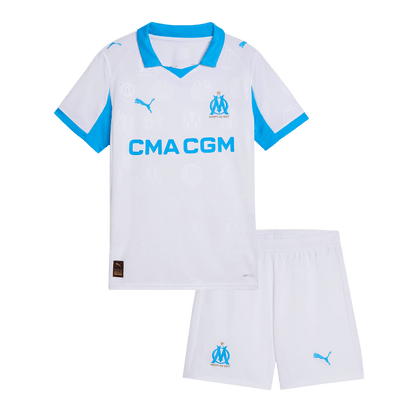 Kid's Marseille 2025/26 Home Soccer Jersey Kit