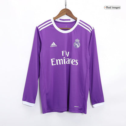 Retro BENZEMA #9 Men's Real Madrid 2016/17 Away Long Sleeve Soccer Jersey