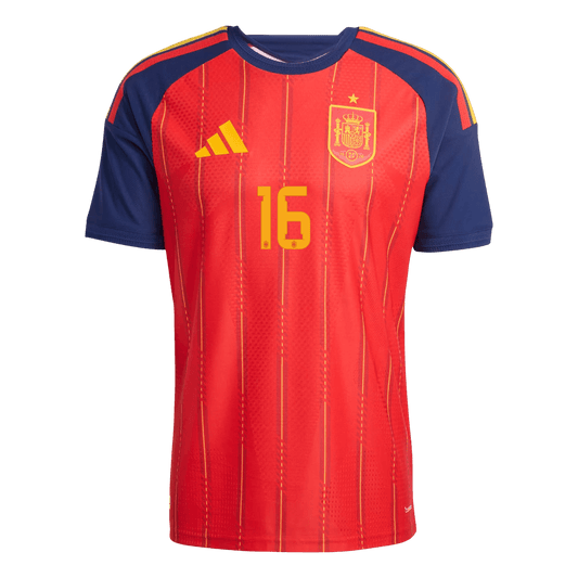 RODRIGO #16 Men's Spain World Cup 2026 Player Version Home Soccer Jersey - Slim Fit
