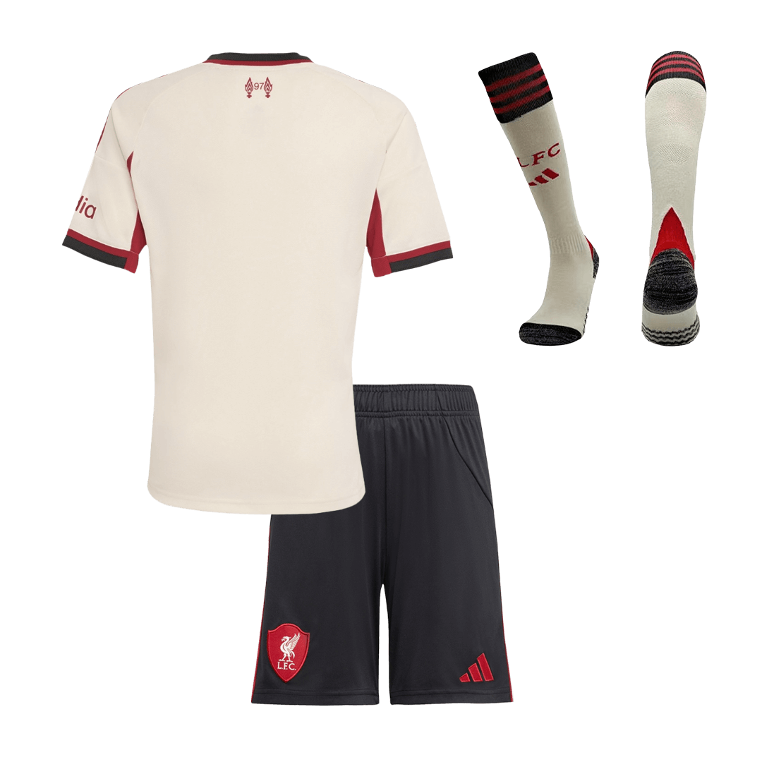 Kid's Liverpool 2025/26 Away Soccer Jersey Full Kit
