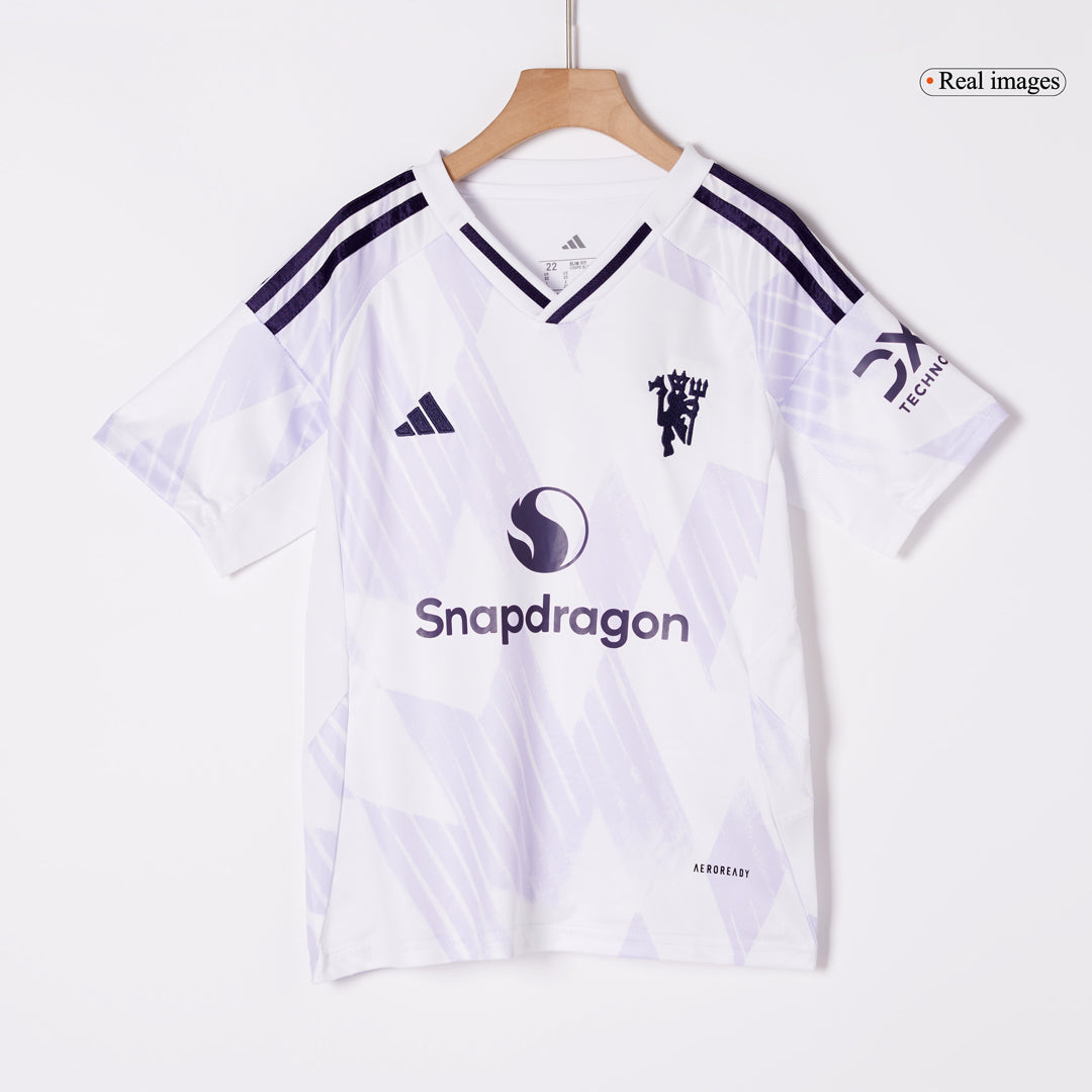 Kid's Manchester United 2025/26 Away Soccer Jersey Full Kit
