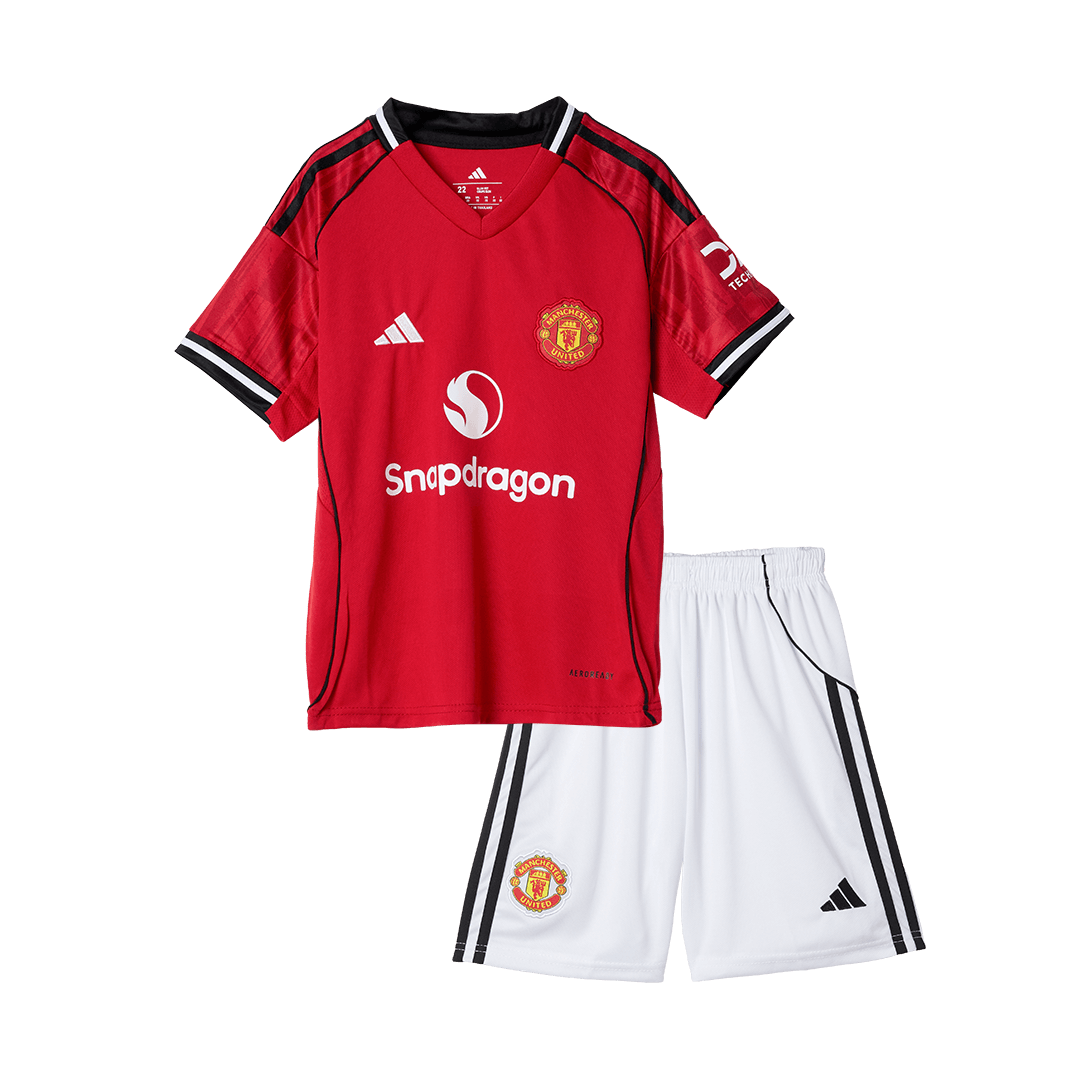 Kid's Manchester United 2025/26 Home Soccer Jersey Kit