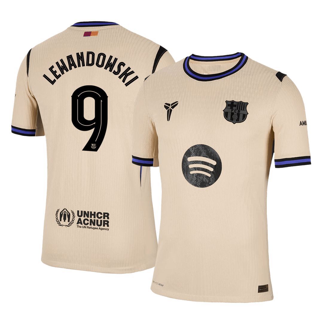 LEWANDOWSKI #9 Men's Barcelona UCL 2025/26 Player Version Away Soccer Jersey - Slim Fit