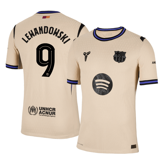 LEWANDOWSKI #9 Men's Barcelona UCL 2025/26 Player Version Away Soccer Jersey - Slim Fit