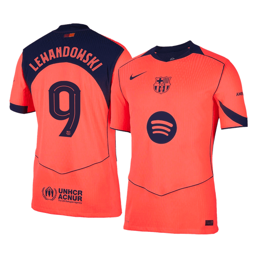 LEWANDOWSKI #9 Men's Barcelona UCL 2025/26 Player Version Third Away Soccer Jersey - Slim Fit