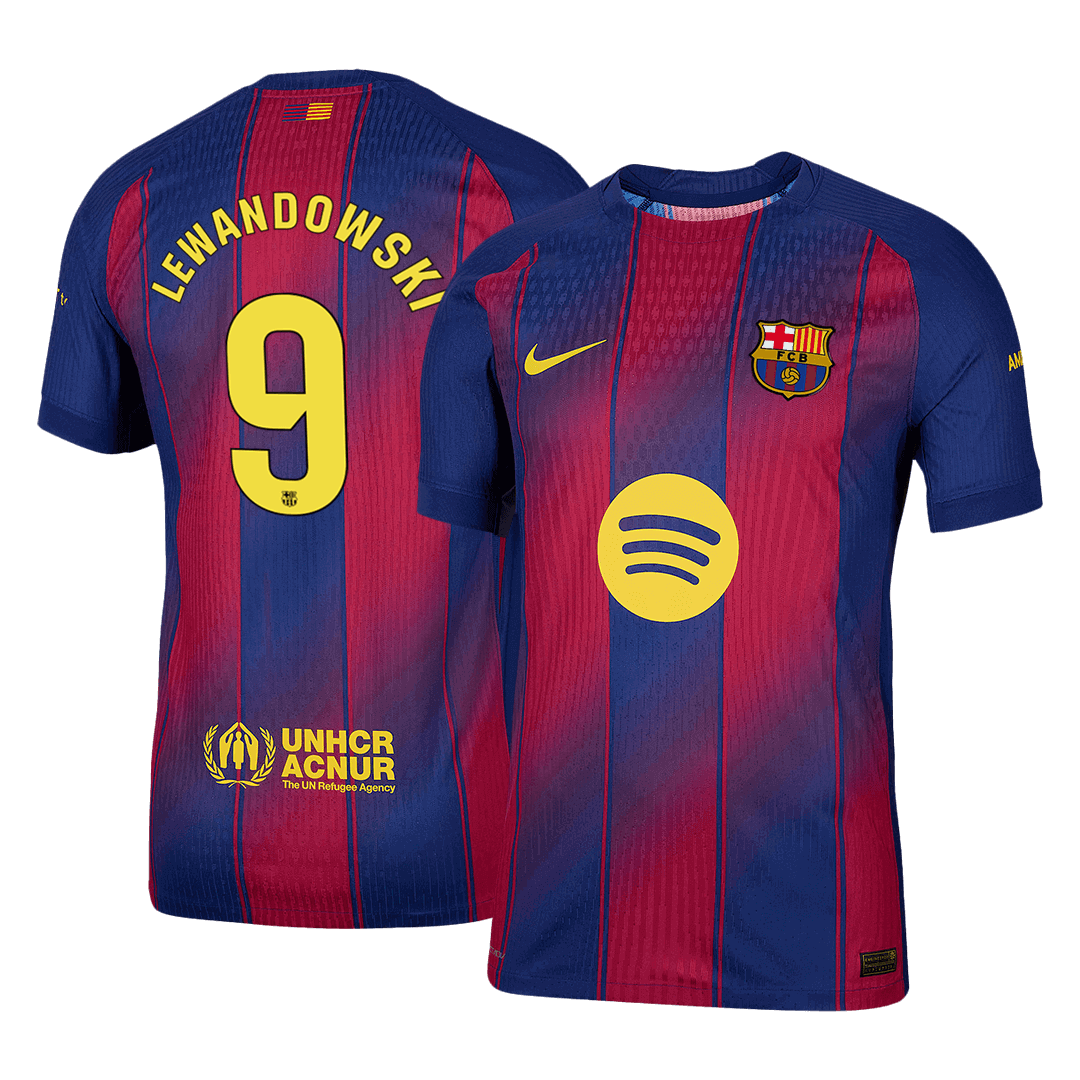 LEWANDOWSKI #9 Men's Barcelona 2025/26 Player Version Home Soccer Jersey - Slim Fit