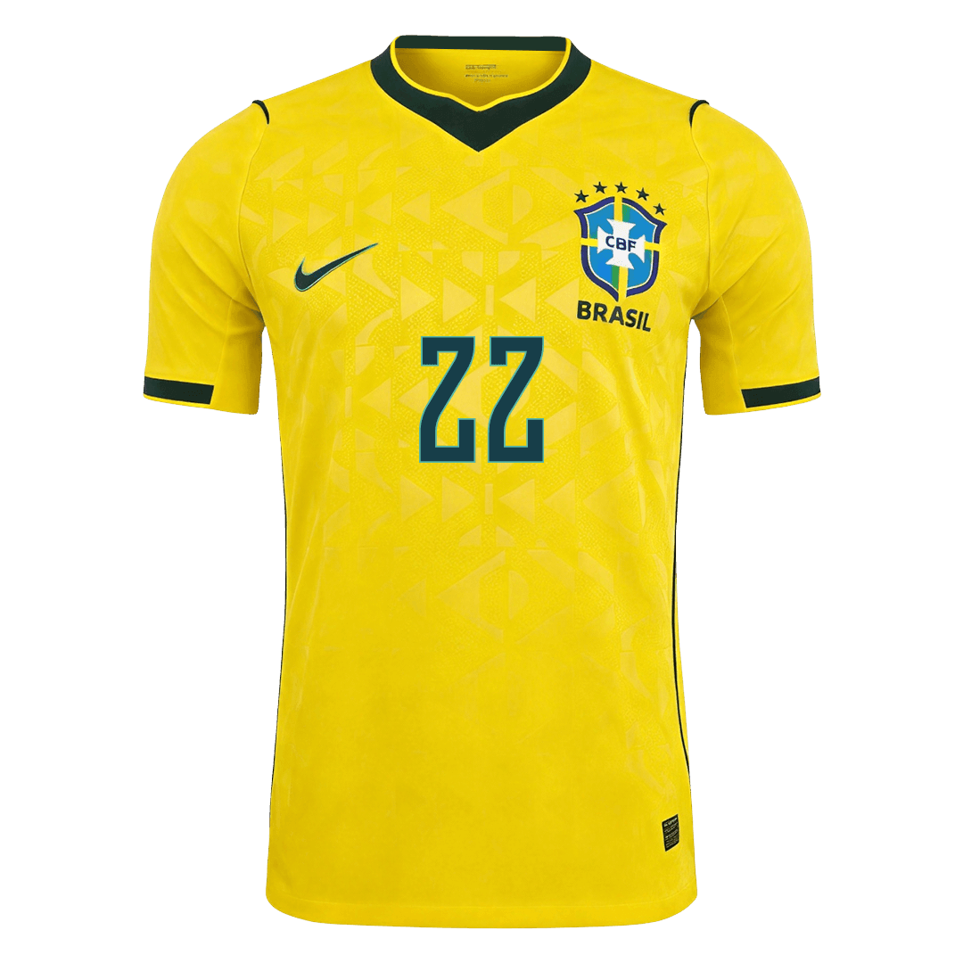 JOÃO PEDRO #22 Men's Brazil World Cup 2026 Player Version Home Soccer Jersey - Slim Fit