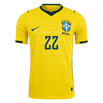 JOÃO PEDRO #22 Men's Brazil World Cup 2026 Player Version Home Soccer Jersey - Slim Fit