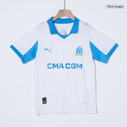 Kid's Marseille 2025/26 Home Soccer Jersey Kit