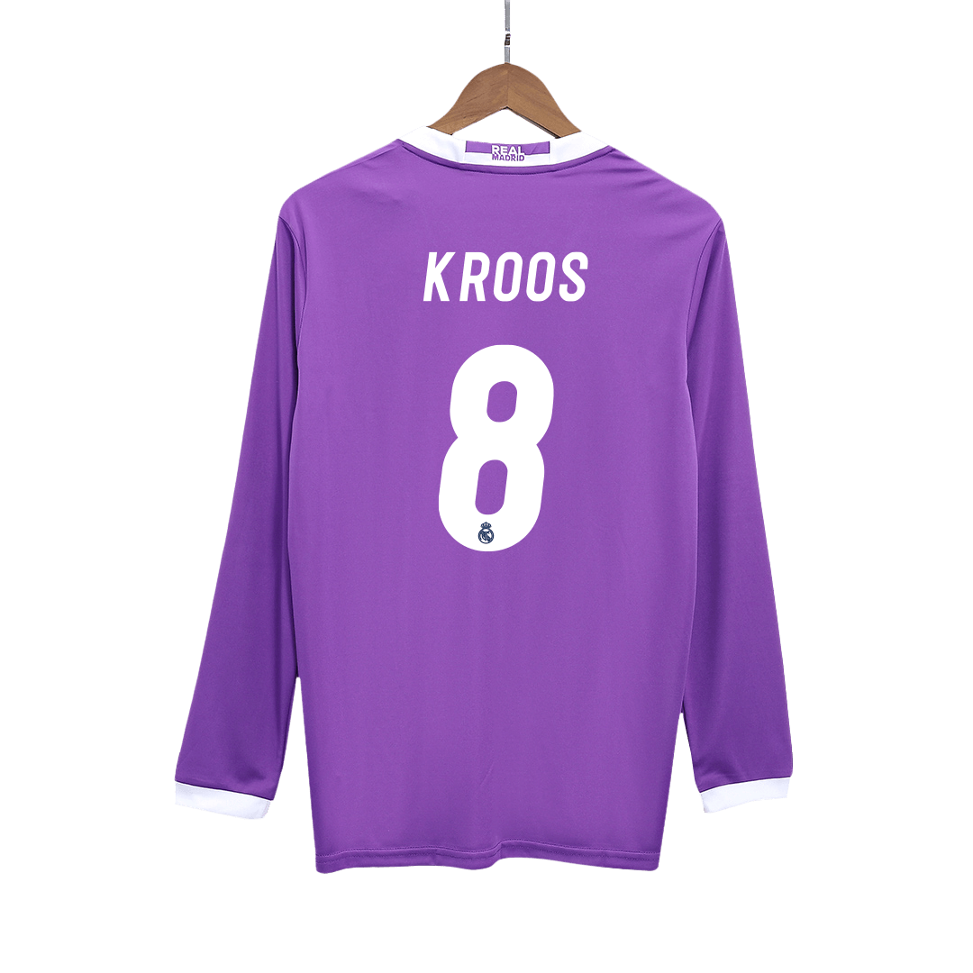 Retro KROOS #8 Men's Real Madrid 2016/17 Away Long Sleeve Soccer Jersey