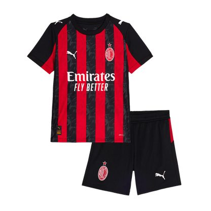 Kid's AC Milan 2025/26 Home Soccer Jersey Kit