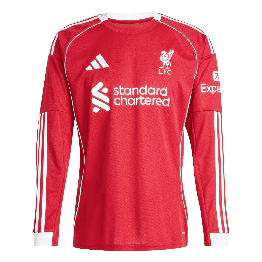 Men's Liverpool 2025/26 Home Long Sleeve Soccer Jersey