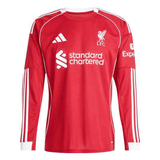 Men's Liverpool 2025/26 Home Long Sleeve Soccer Jersey