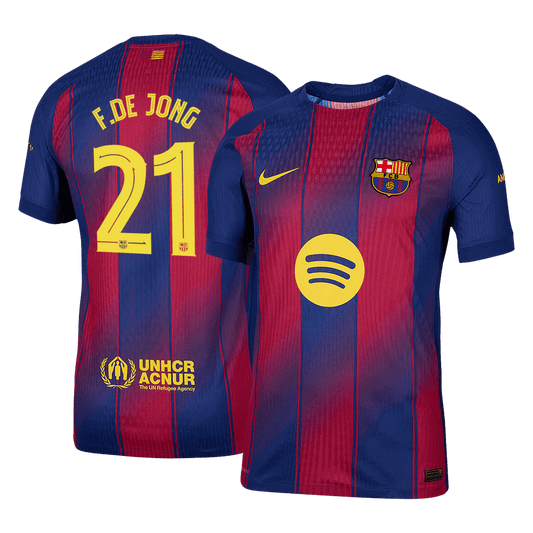 F.DE JONG #21 Men's Barcelona UCL 2025/26 Player Version Home Soccer Jersey - Slim Fit