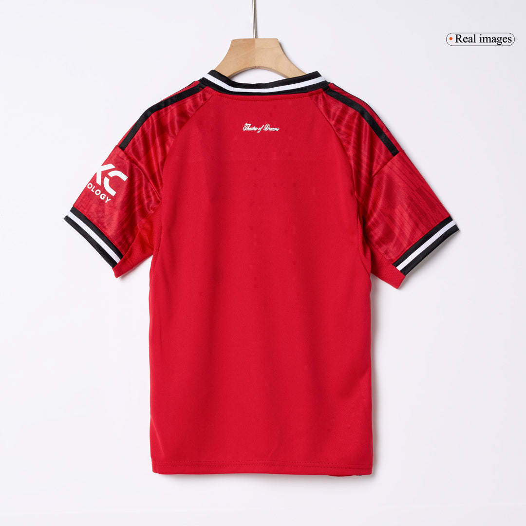 Kid's Manchester United 2025/26 Home Soccer Jersey Full Kit