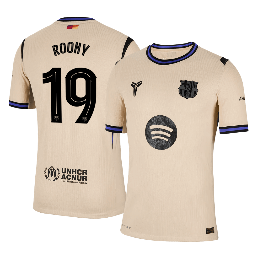 ROONY #19 Men's Barcelona UCL 2025/26 Player Version Away Soccer Jersey - Slim Fit