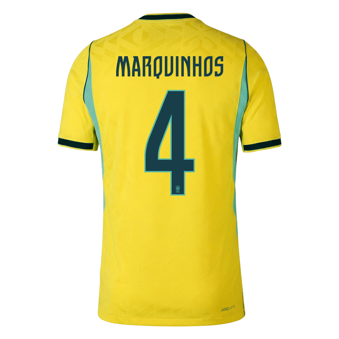 MARQUINHOS #4 Men's Brazil World Cup 2026 Player Version Home Soccer Jersey - Slim Fit