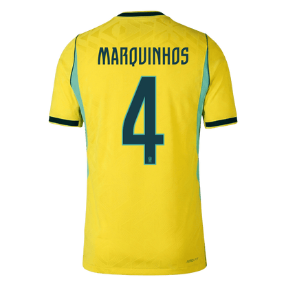 MARQUINHOS #4 Men's Brazil World Cup 2026 Player Version Home Soccer Jersey - Slim Fit